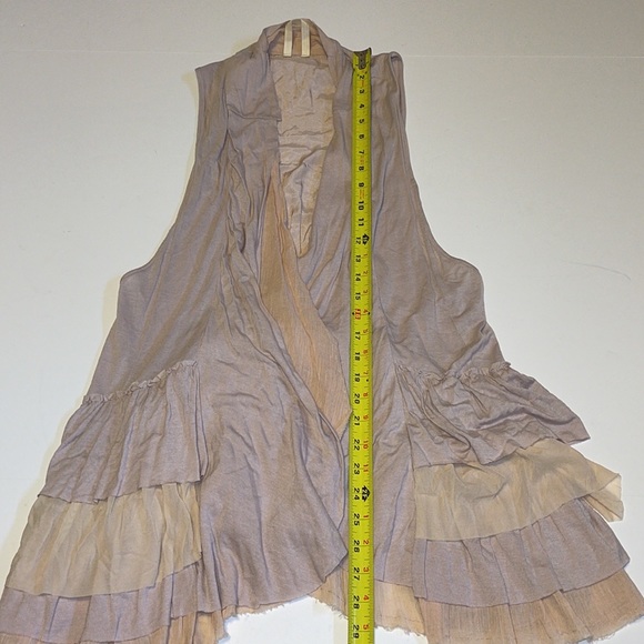 Free People Vintage Tan Boho Flowy Waterfall Vest - Women’s Size Small - Picture 8 of 11